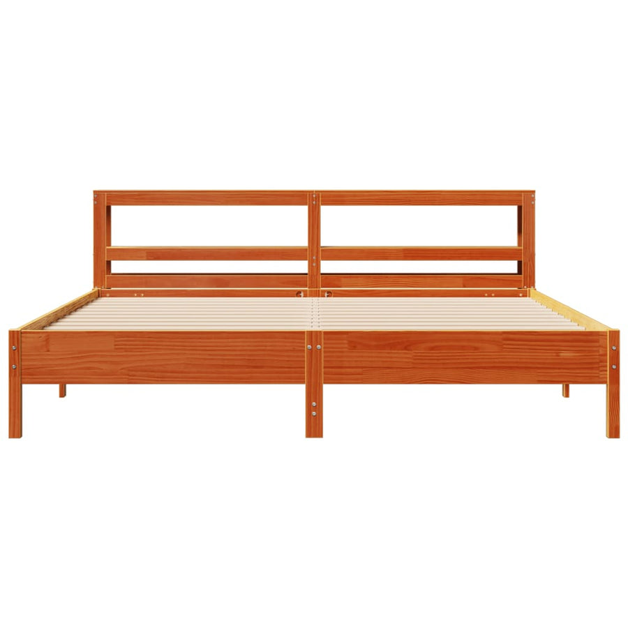 Bedframe zonder matras massief grenenhout wasbruin 200x200 cm