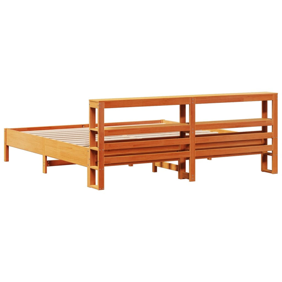 Bedframe zonder matras massief grenenhout wasbruin 200x200 cm