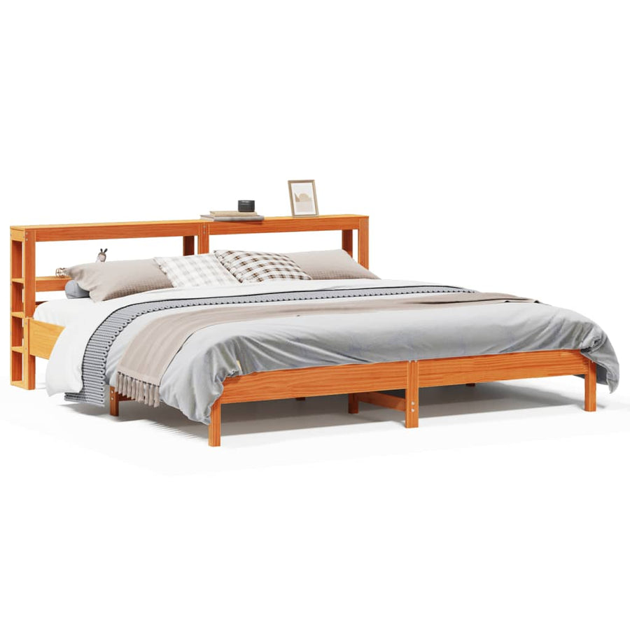 Bedframe zonder matras massief grenenhout wasbruin 200x200 cm