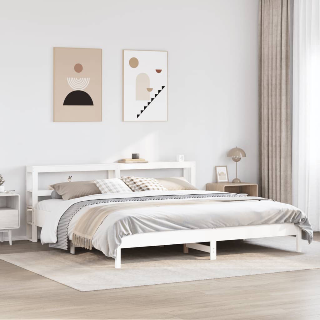Bedframe zonder matras massief grenenhout wit 180x200 cm