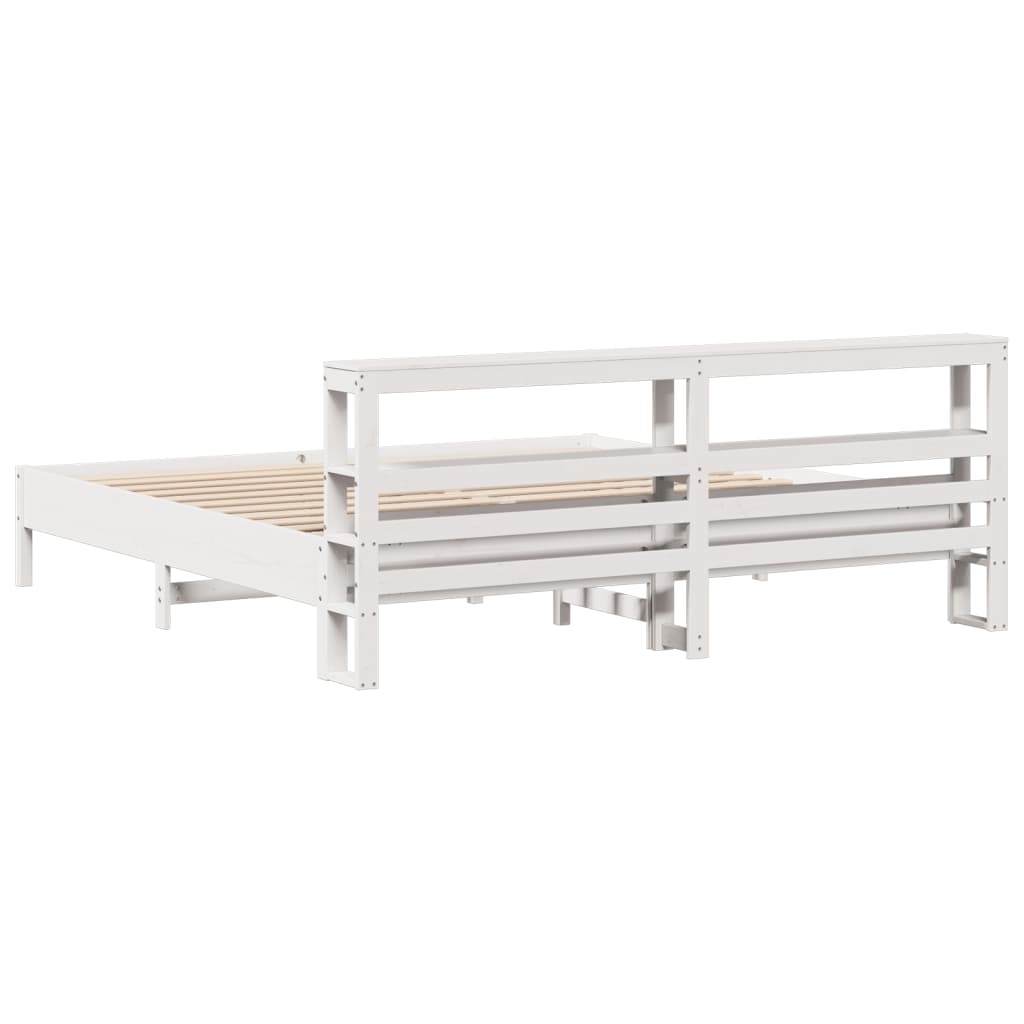 Bedframe zonder matras massief grenenhout wit 180x200 cm