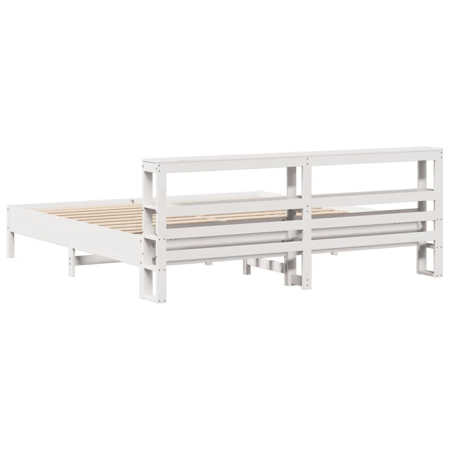 Bedframe zonder matras massief grenenhout wit 180x200 cm