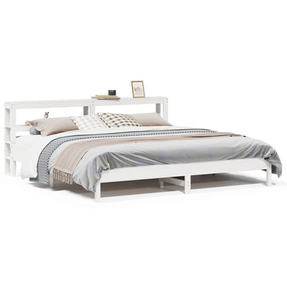Bedframe zonder matras massief grenenhout wit 180x200 cm