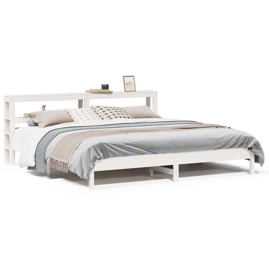 Bedframe zonder matras massief grenenhout wit 180x200 cm