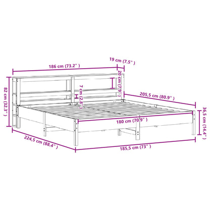 Bedframe zonder matras massief grenenhout wasbruin 180x200 cm
