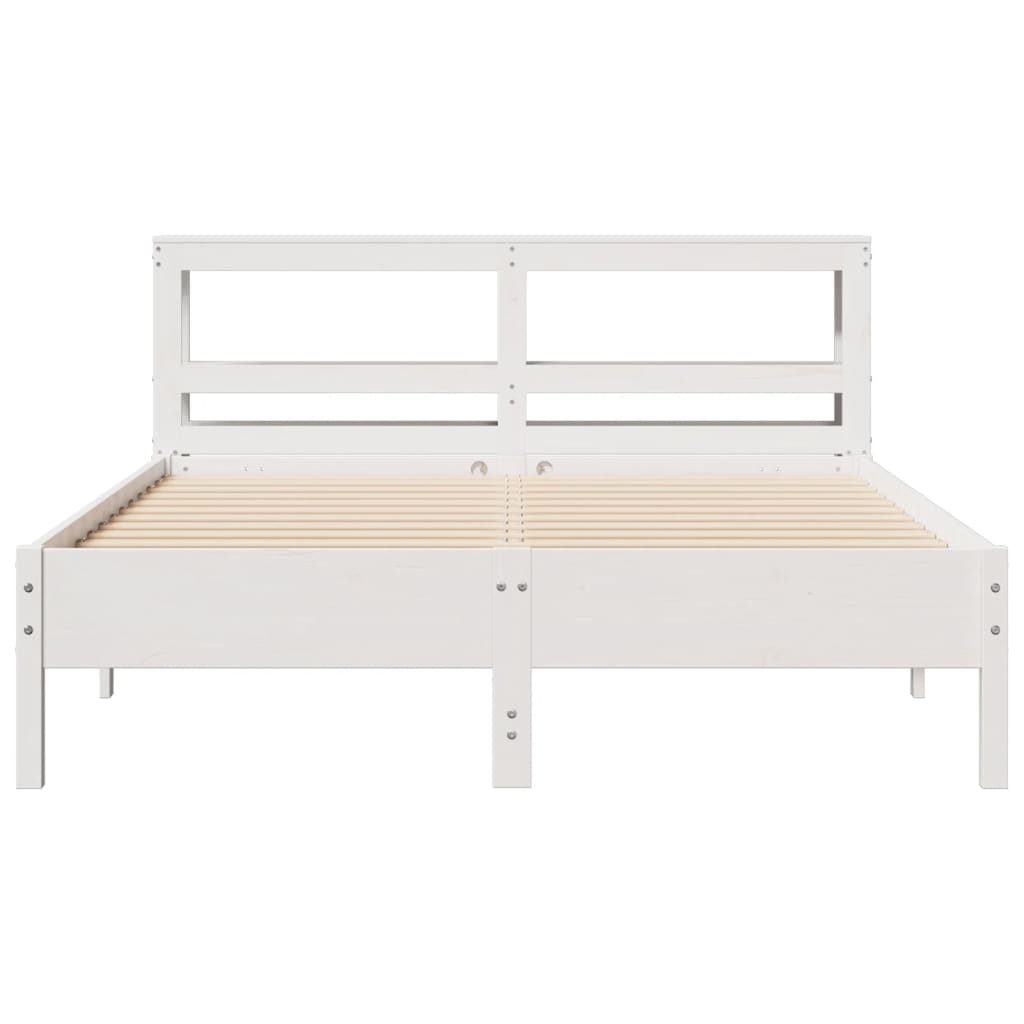 Bedframe zonder matras massief grenenhout wit 160x200 cm