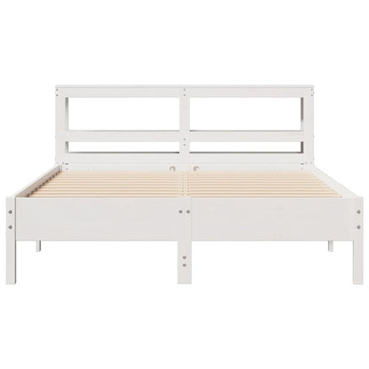 Bedframe zonder matras massief grenenhout wit 160x200 cm