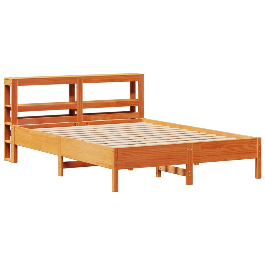Bedframe zonder matras massief grenenhout wasbruin 160x200 cm