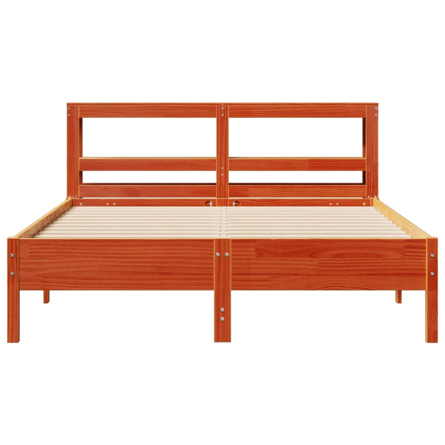 Bedframe zonder matras massief grenenhout wasbruin 160x200 cm