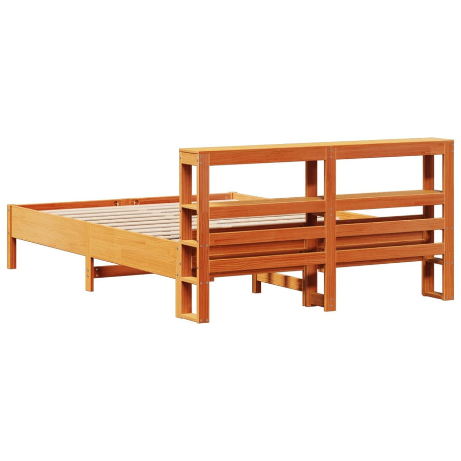 Bedframe zonder matras massief grenenhout wasbruin 160x200 cm