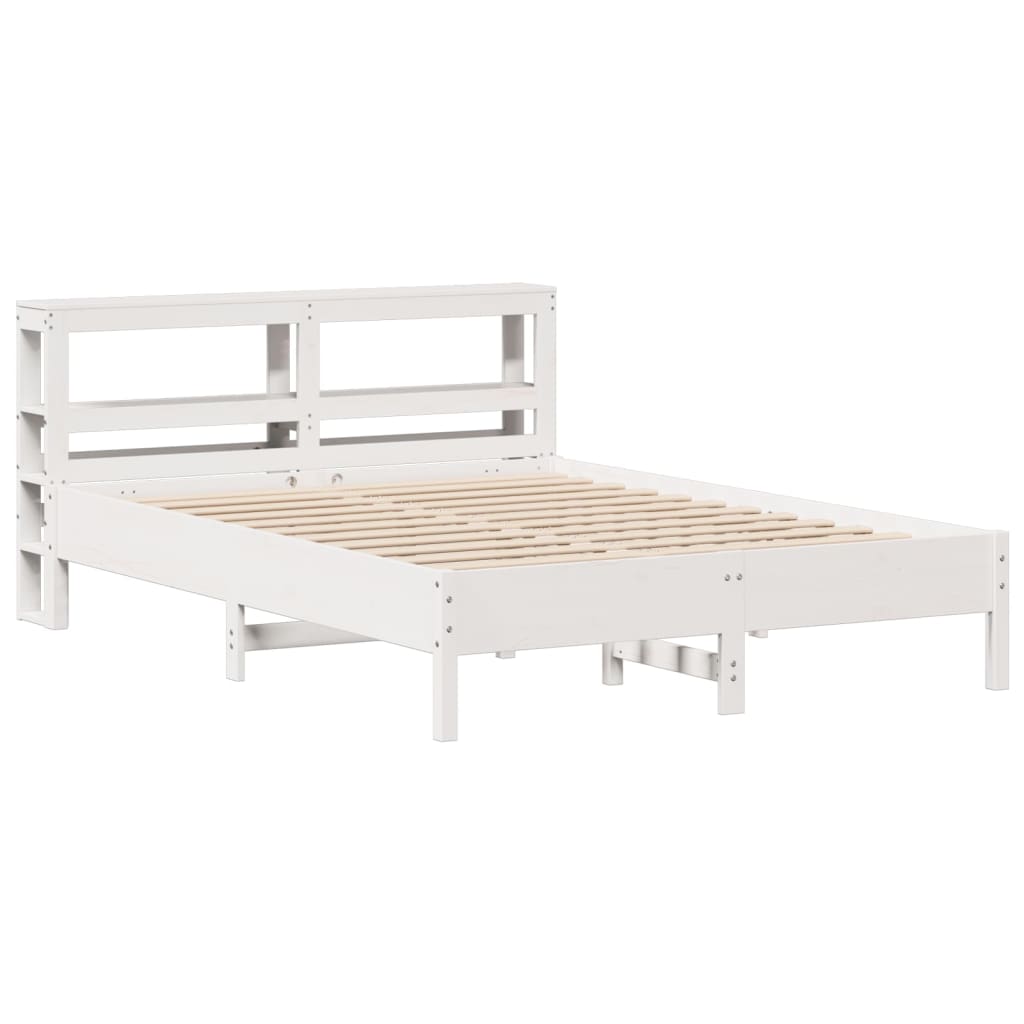 Bedframe zonder matras massief grenenhout wit 150x200 cm