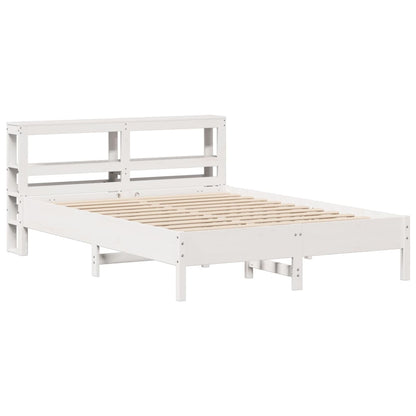 Bedframe zonder matras massief grenenhout wit 150x200 cm