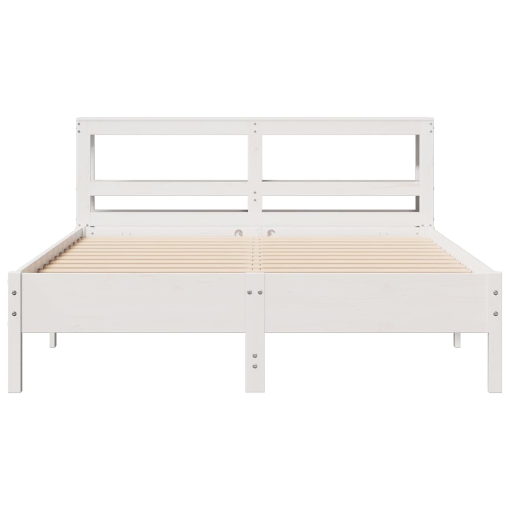 Bedframe zonder matras massief grenenhout wit 150x200 cm