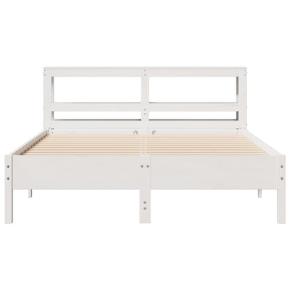 Bedframe zonder matras massief grenenhout wit 150x200 cm