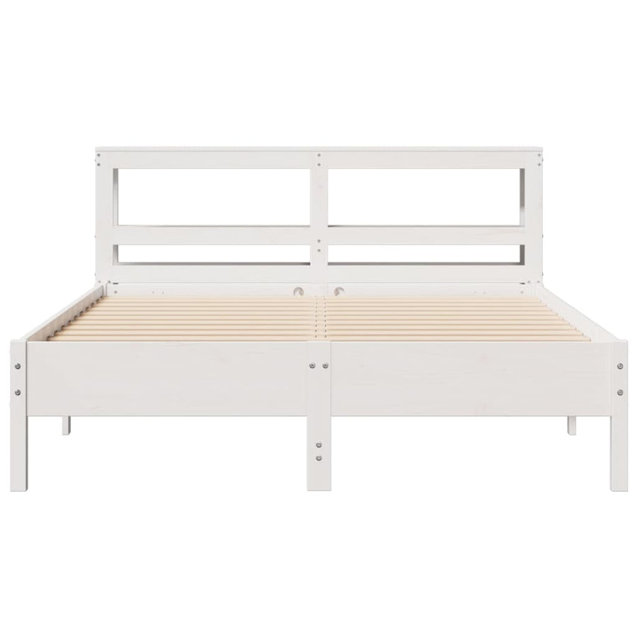 Bedframe zonder matras massief grenenhout wit 150x200 cm