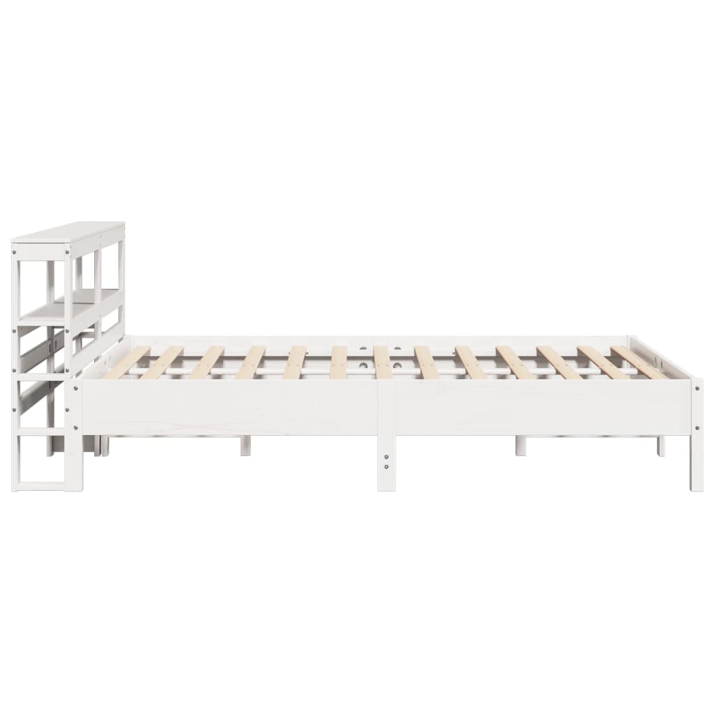 Bedframe zonder matras massief grenenhout wit 150x200 cm