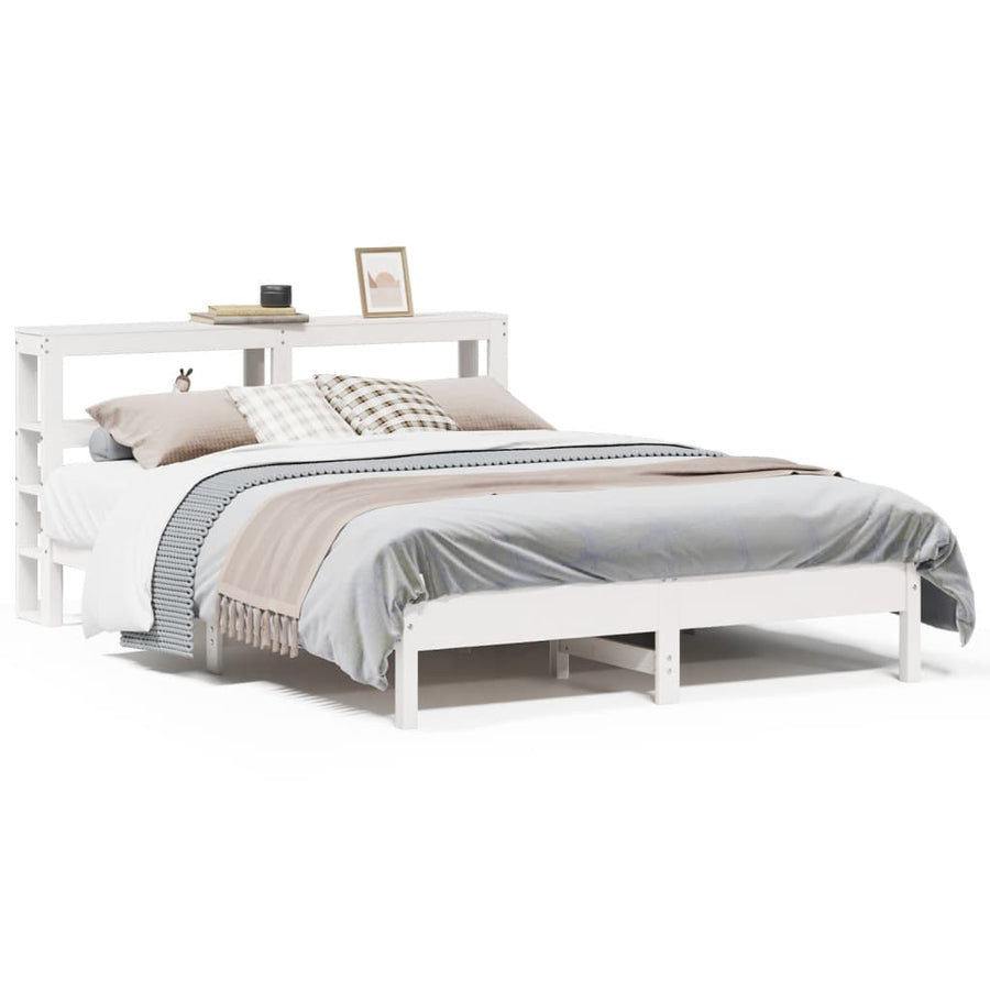 Bedframe zonder matras massief grenenhout wit 150x200 cm