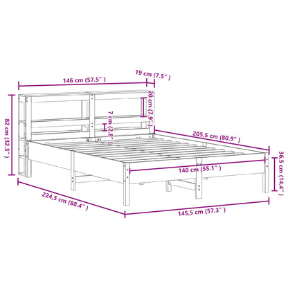 Bedframe zonder matras massief grenenhout 140x200 cm