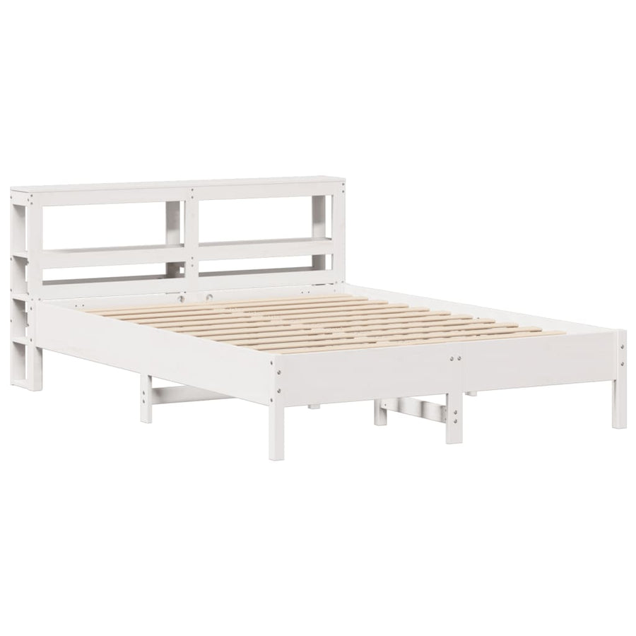 Bedframe zonder matras massief grenenhout wit 140x200 cm