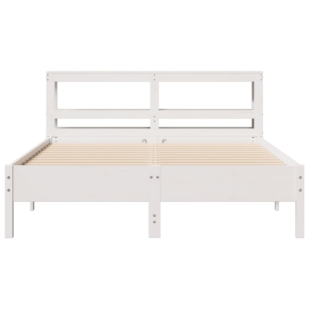 Bedframe zonder matras massief grenenhout wit 140x200 cm
