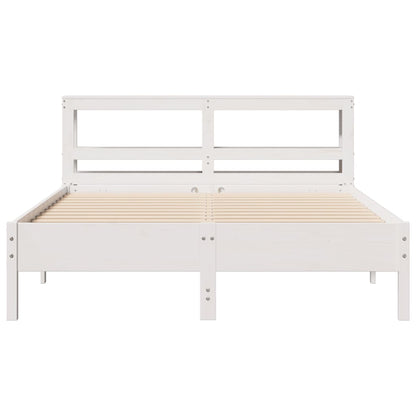 Bedframe zonder matras massief grenenhout wit 140x200 cm
