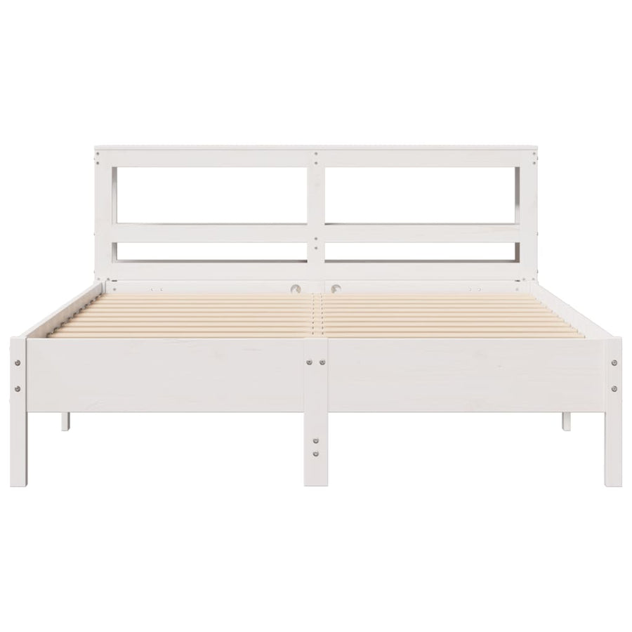 Bedframe zonder matras massief grenenhout wit 140x200 cm
