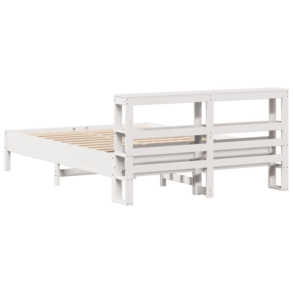 Bedframe zonder matras massief grenenhout wit 140x200 cm