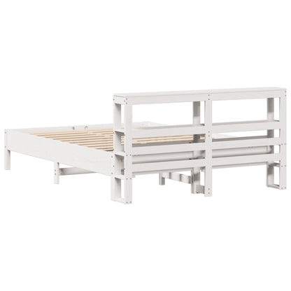 Bedframe zonder matras massief grenenhout wit 140x200 cm