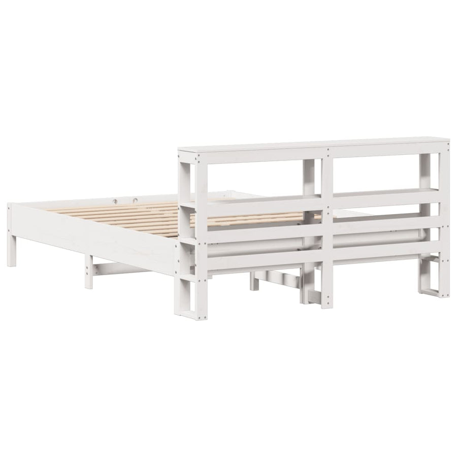 Bedframe zonder matras massief grenenhout wit 140x200 cm