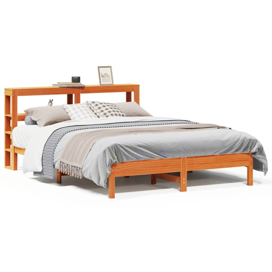Bedframe zonder matras massief grenenhout wasbruin 140x200 cm
