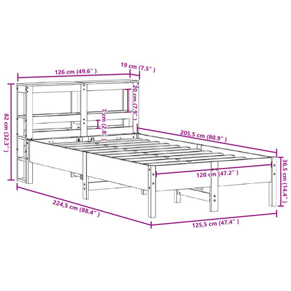 Bedframe zonder matras massief grenenhout wit 120x200 cm