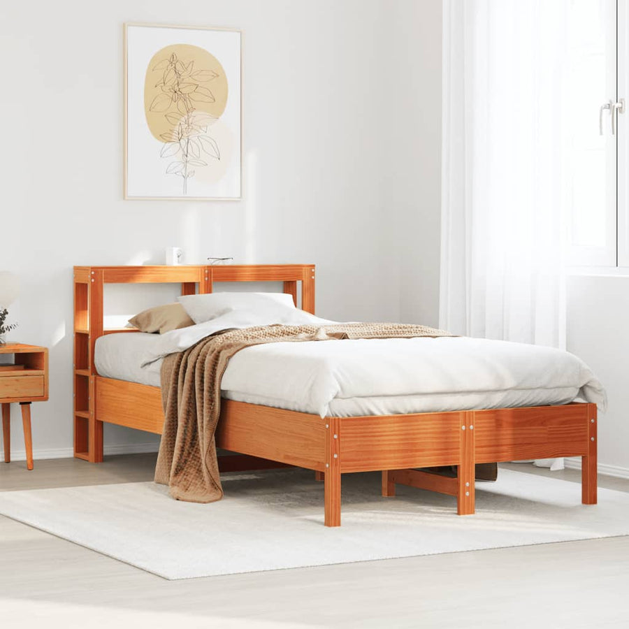 Bedframe zonder matras massief grenenhout wasbruin 120x200 cm