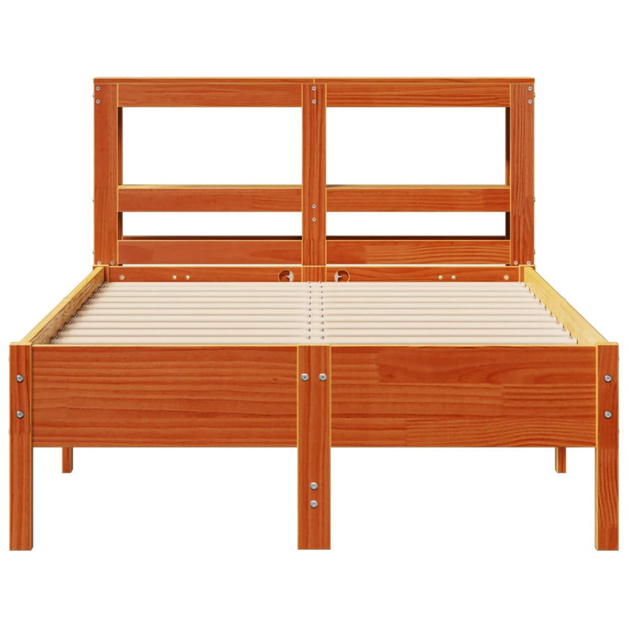 Bedframe zonder matras massief grenenhout wasbruin 120x200 cm