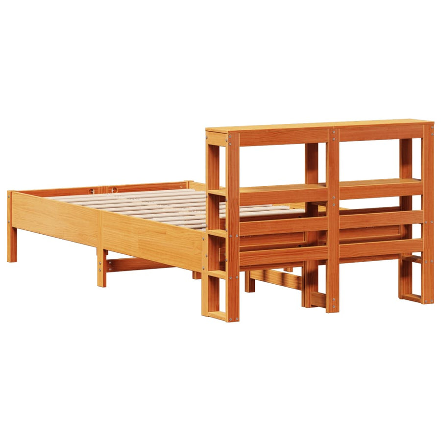 Bedframe zonder matras massief grenenhout wasbruin 120x200 cm