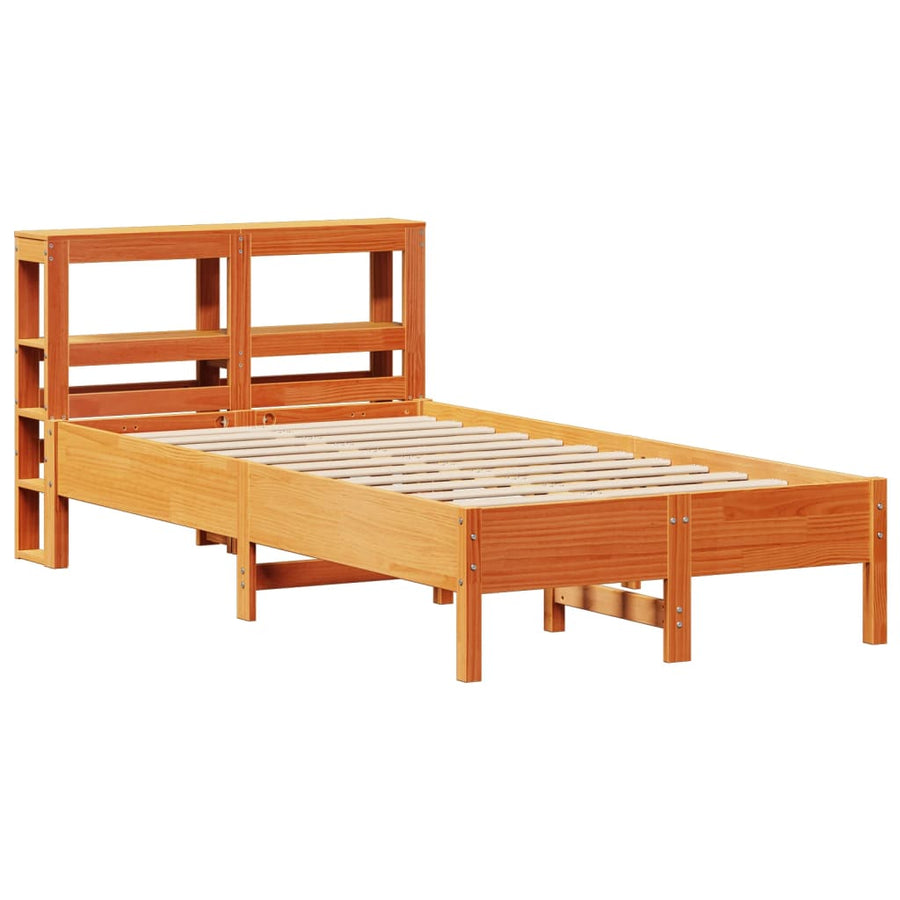 Bedframe zonder matras massief grenenhout wasbruin 100x200 cm