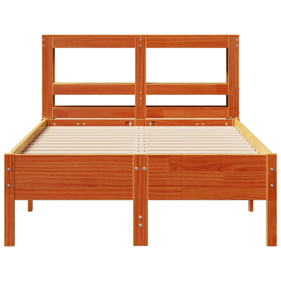 Bedframe zonder matras massief grenenhout wasbruin 100x200 cm