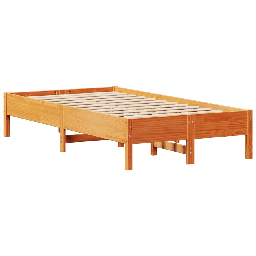 Bedframe zonder matras massief grenenhout wasbruin 100x200 cm