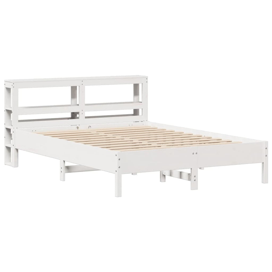 Bedframe zonder matras massief grenenhout wit 140x190 cm
