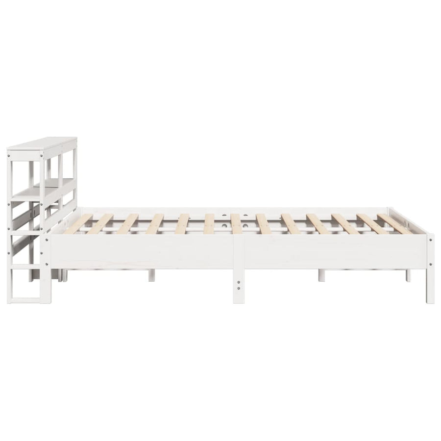 Bedframe zonder matras massief grenenhout wit 140x190 cm