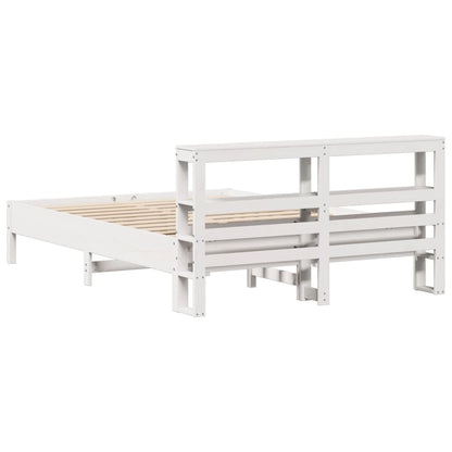 Bedframe zonder matras massief grenenhout wit 140x190 cm