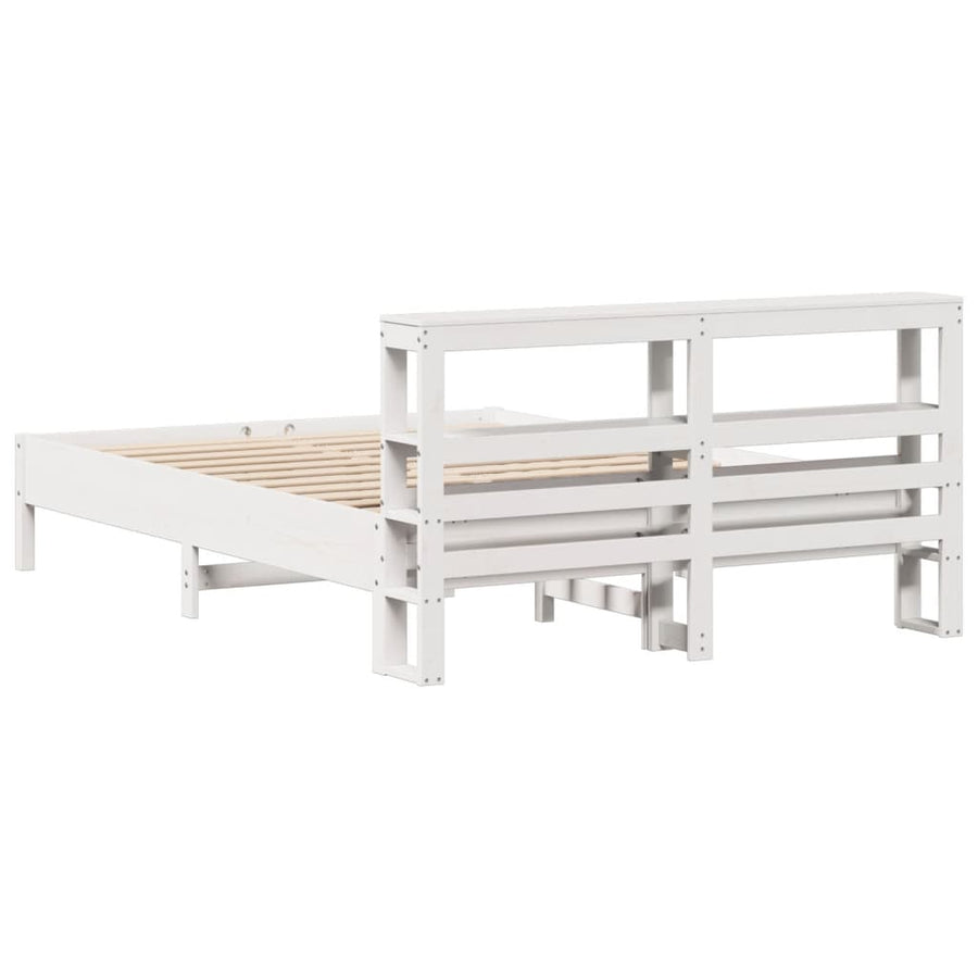 Bedframe zonder matras massief grenenhout wit 140x190 cm