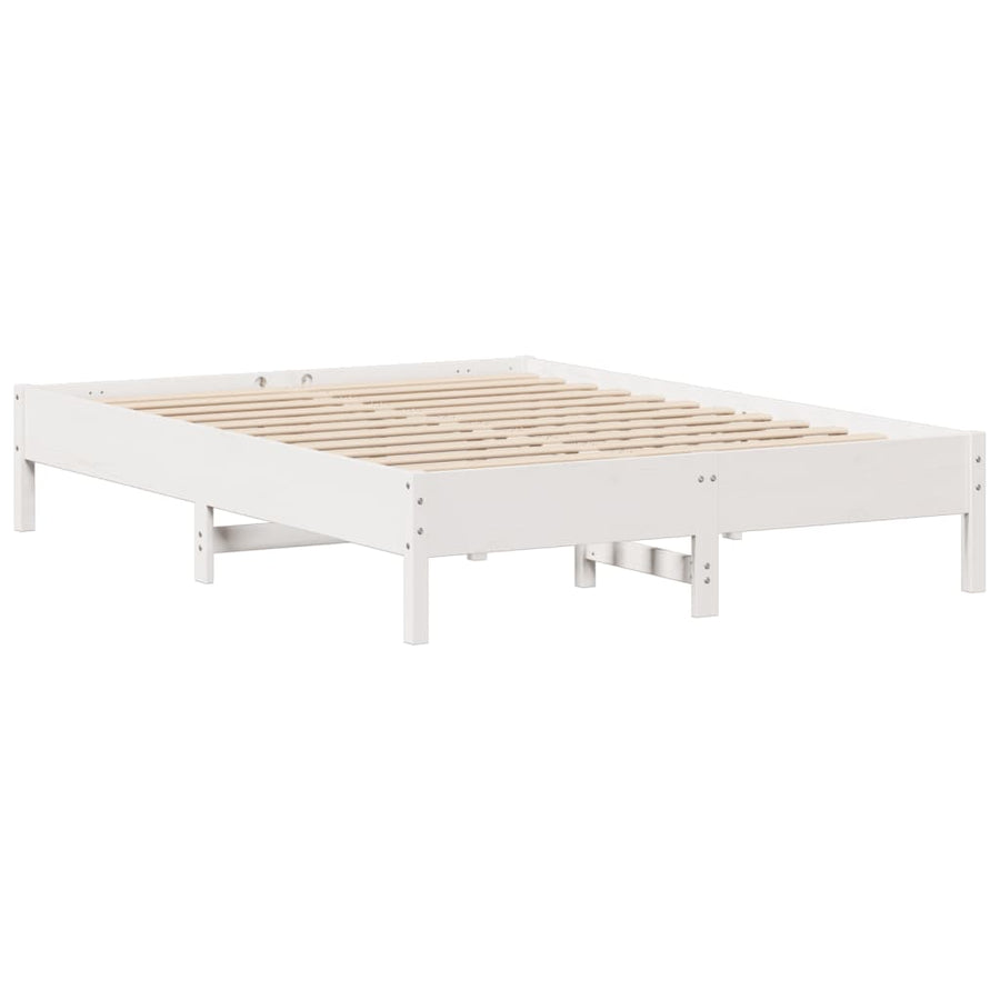 Bedframe zonder matras massief grenenhout wit 140x190 cm