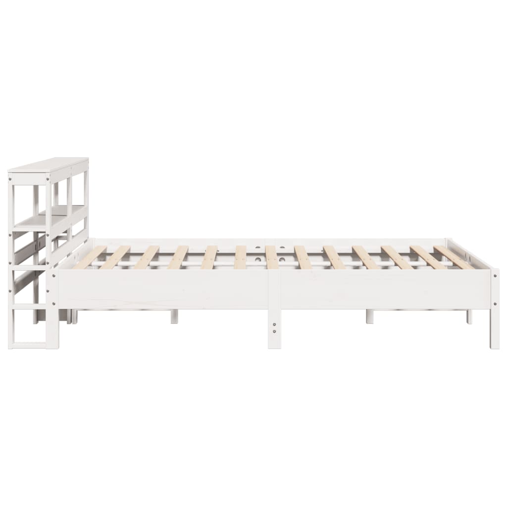 Bedframe zonder matras massief grenenhout wit 135x190 cm