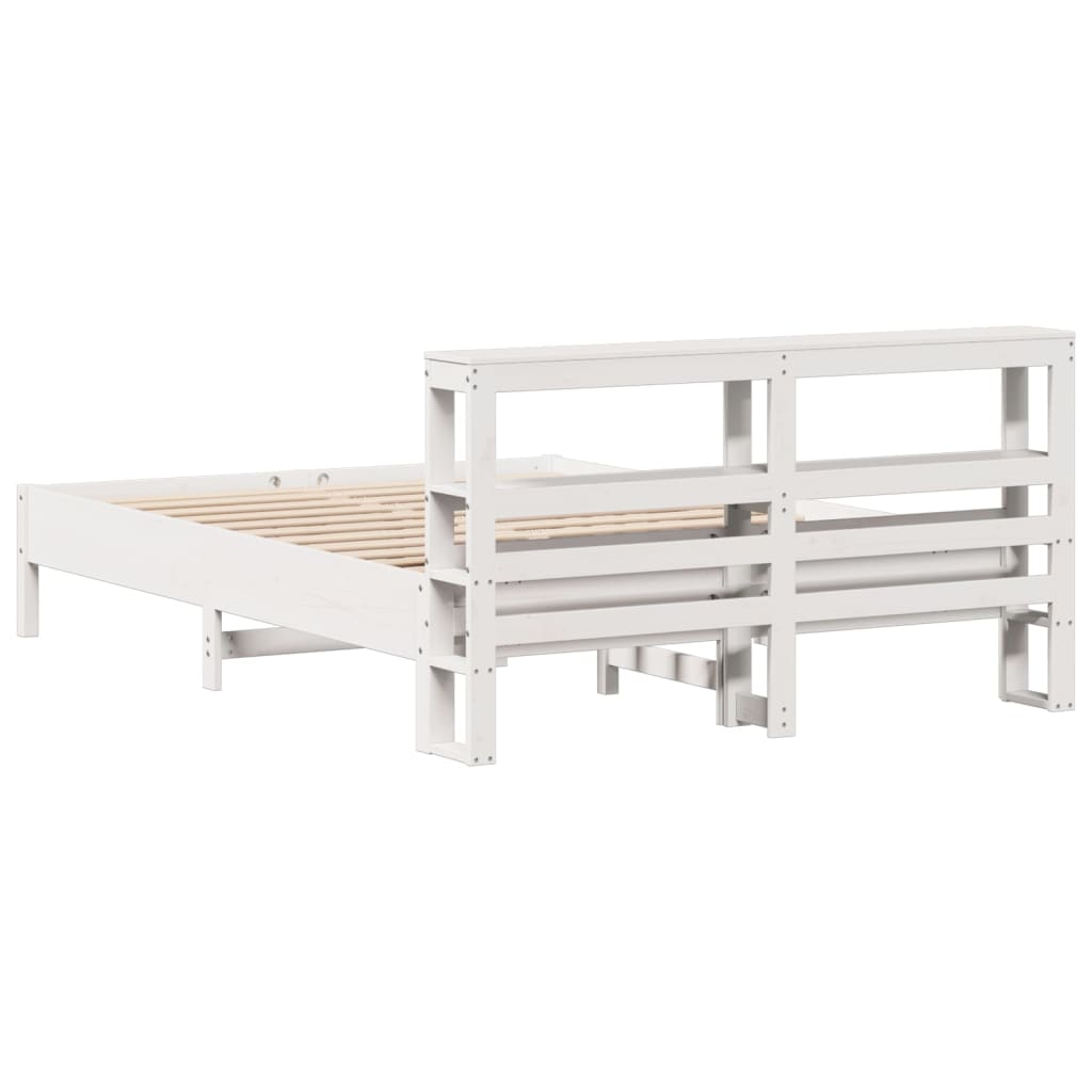 Bedframe zonder matras massief grenenhout wit 135x190 cm