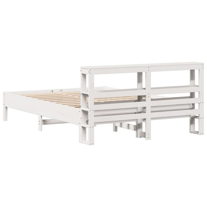 Bedframe zonder matras massief grenenhout wit 135x190 cm