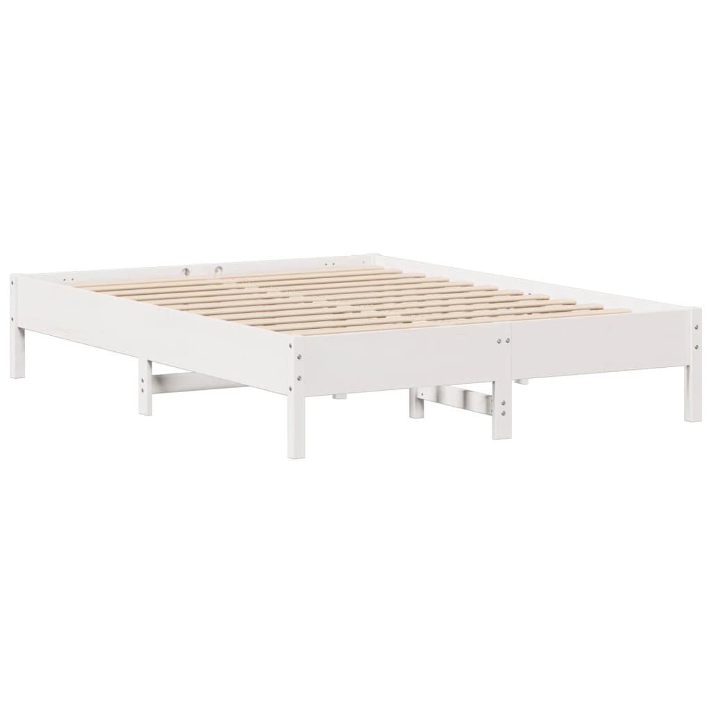 Bedframe zonder matras massief grenenhout wit 135x190 cm