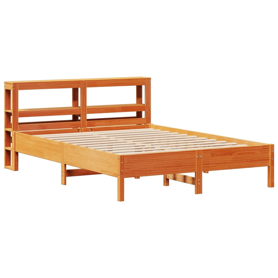 Bedframe zonder matras massief grenenhout wasbruin 135x190 cm