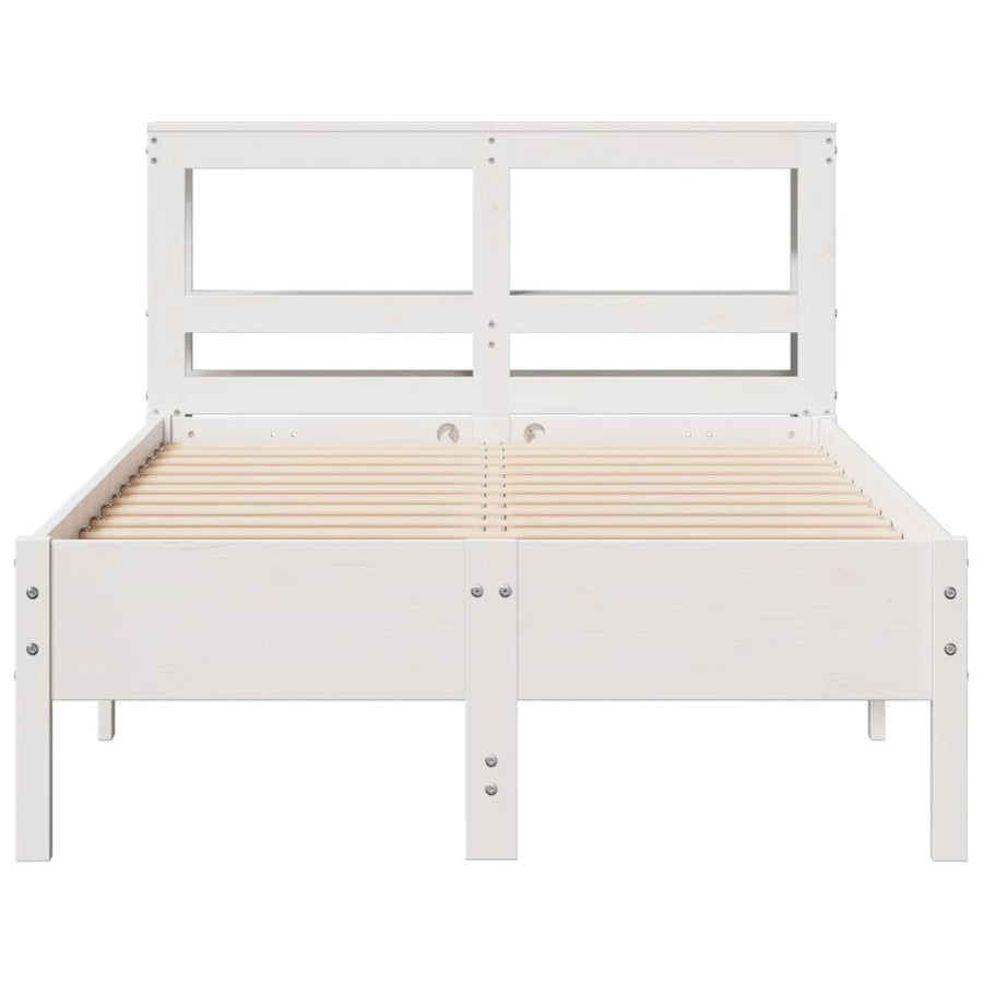 Bedframe zonder matras massief grenenhout wit 120x190 cm