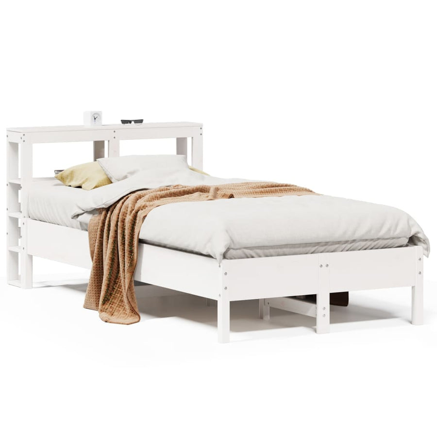 Bedframe zonder matras massief grenenhout wit 120x190 cm