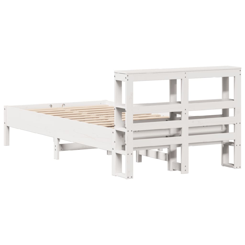 Bedframe Zonder Matras Massief Grenenhout 90 x 190 cm Wit